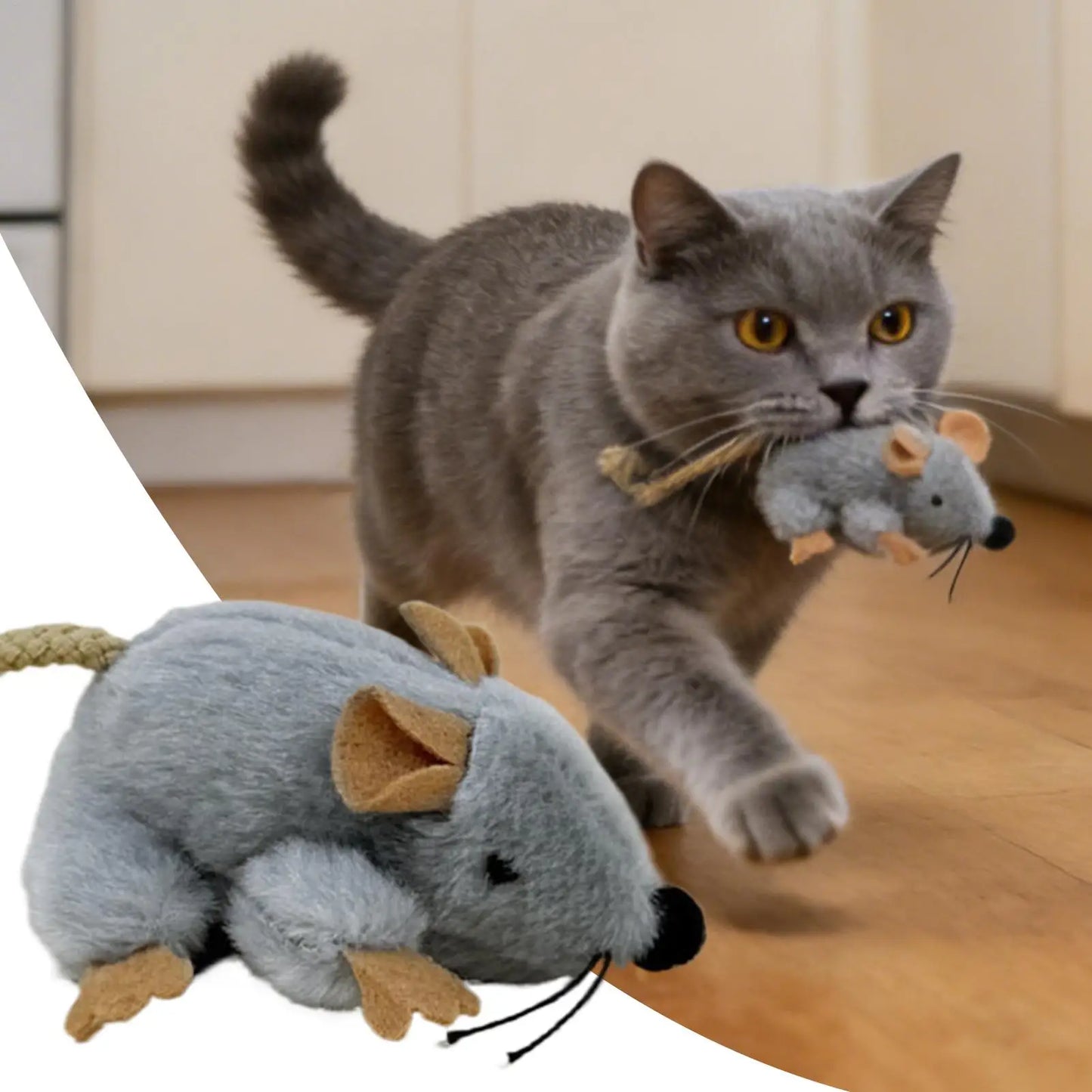 Plush Mouse Cat Toy with Built-in Sound
