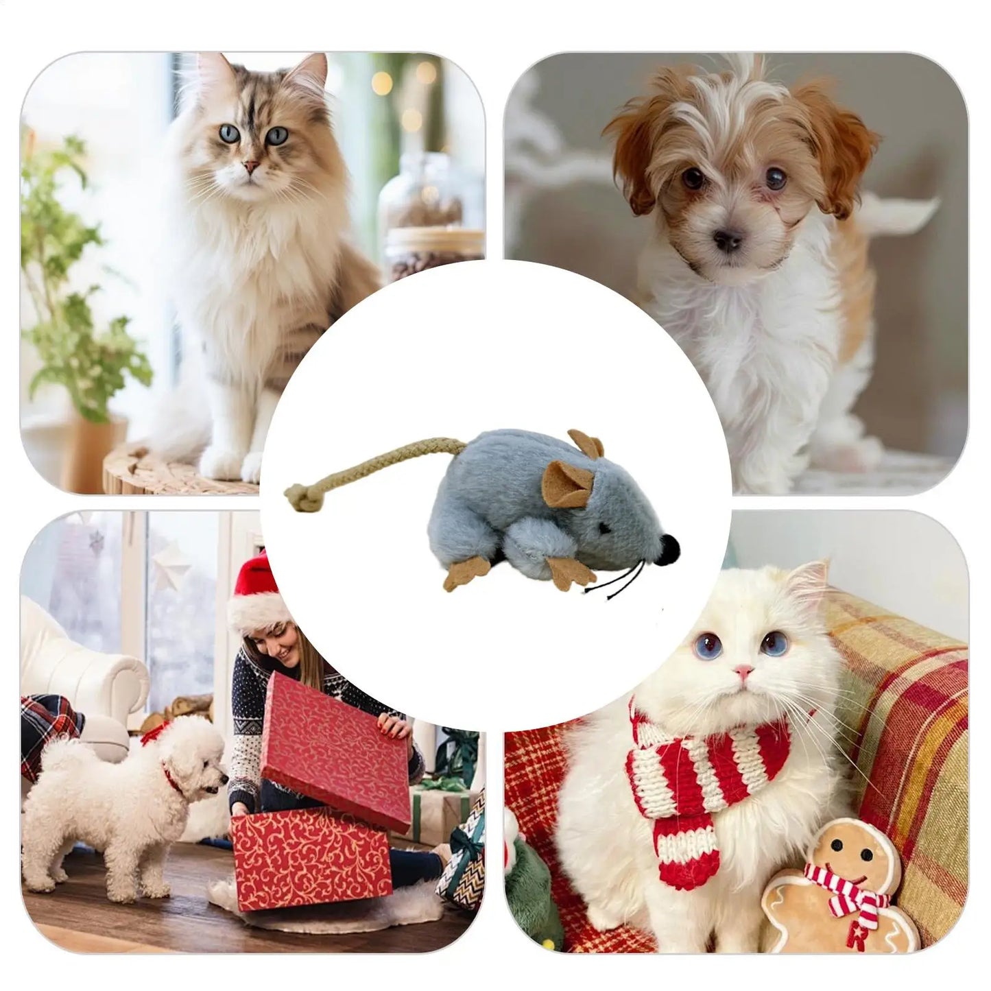 Plush Mouse Cat Toy with Built-in Sound